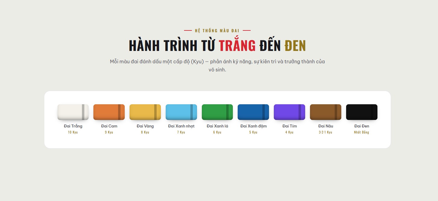 Hệ thống màu đai Karate